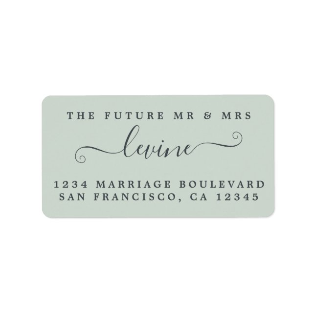 Chic Future Mr Mrs Green Wedding Return Address Label (Front)