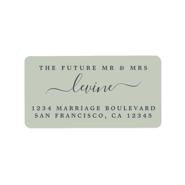 Chic Future Mr Mrs Green Wedding Return Address Label (Front)