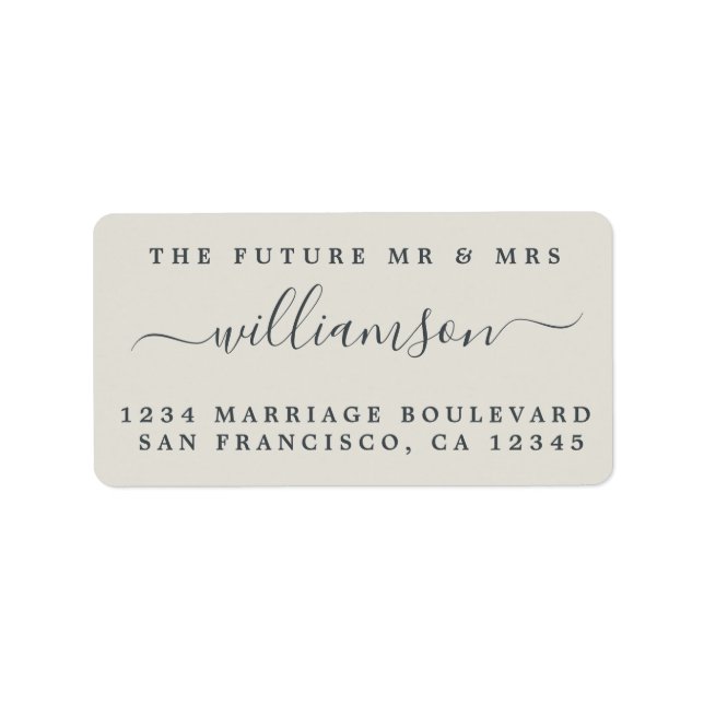 Chic Future Mr Mrs Grey Wedding Return Address Label (Front)