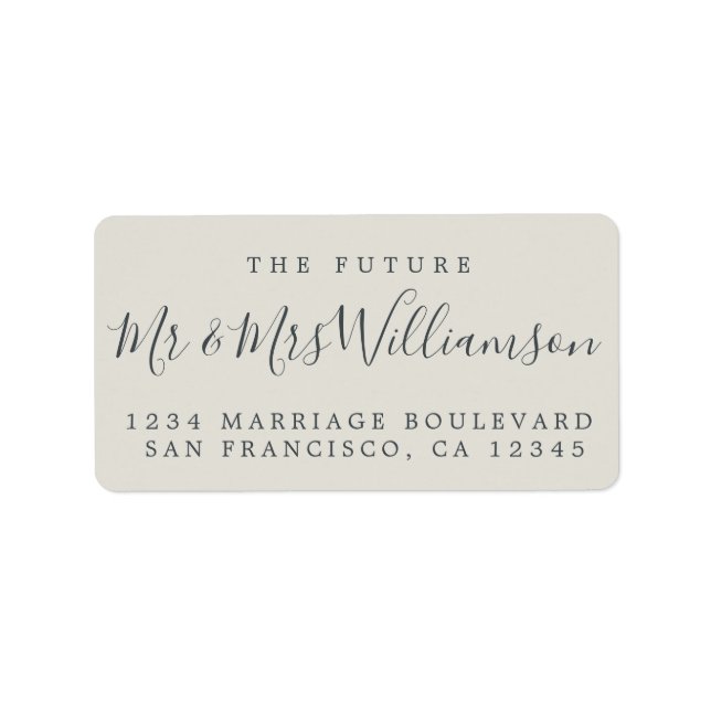 Chic Future Mr Mrs Grey Wedding Return Address Label (Front)