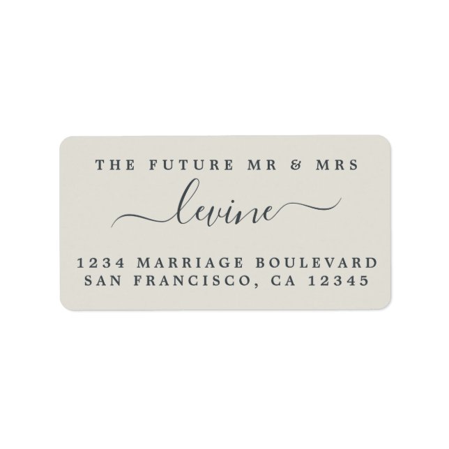 Chic Future Mr Mrs Grey Wedding Return Address Label (Front)