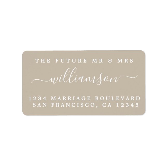 Chic Future Mr Mrs Grey Wedding Return Address Label (Front)