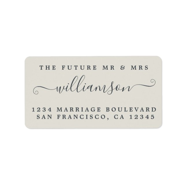 Chic Future Mr Mrs Grey Wedding Return Address Label (Front)