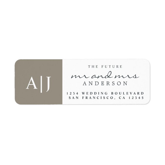 Chic Future Mr Mrs Monogram Wedding Return Address (Front)