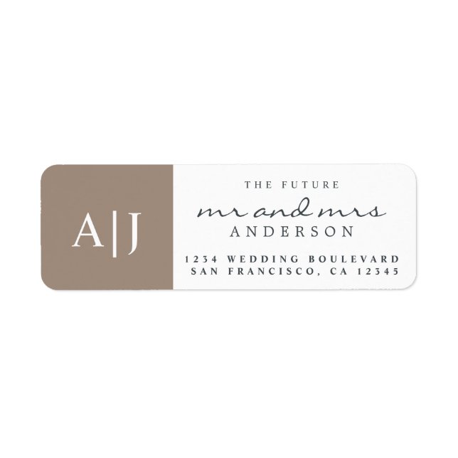 Chic Future Mr Mrs Monogram Wedding Return Address (Front)