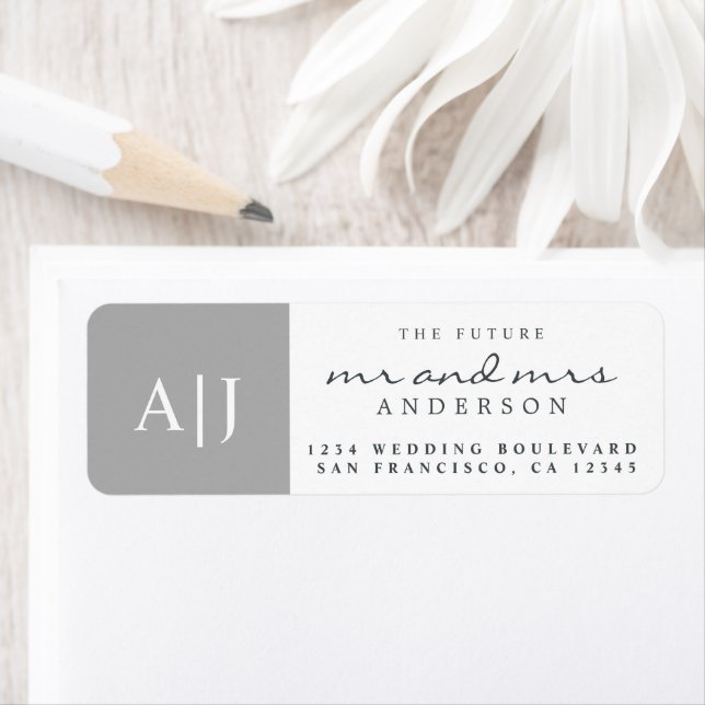 Chic Future Mr Mrs Monogram Wedding Return Address (Insitu)