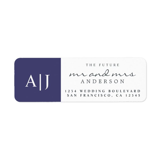 Chic Future Mr Mrs Monogram Wedding Return Address (Front)