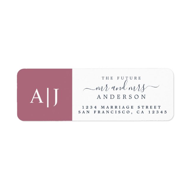 Chic Future Mr Mrs Monogram Wedding Return Address (Front)