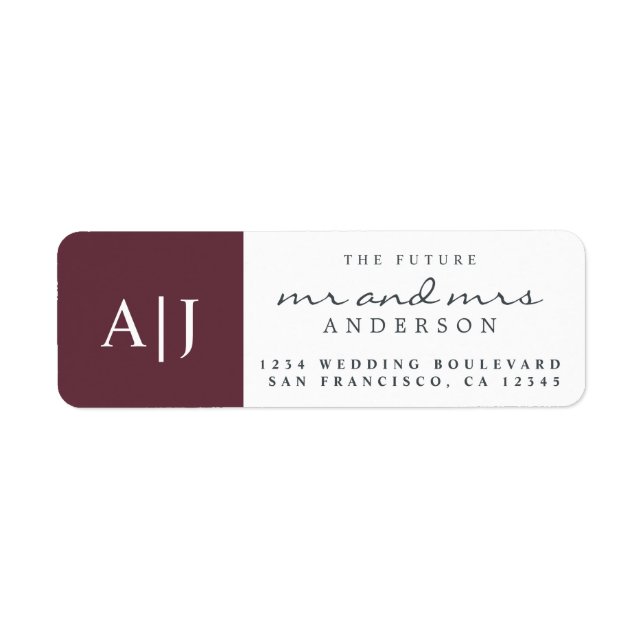 Chic Future Mr Mrs Monogram Wedding Return Address (Front)