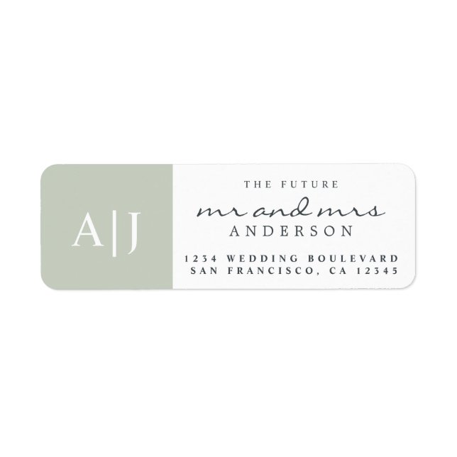 Chic Future Mr Mrs Monogram Wedding Return Address (Front)
