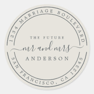 Chic Future Mr Mrs Origami Grey Return Address Classic Round Sticker