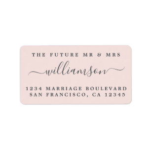 Chic Future Mr Mrs Pink Wedding Return Address Label