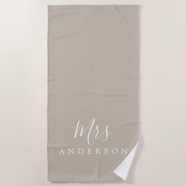 Chic Future Mrs Grey Monogram Beach Towel (Front)