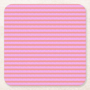 Chic Futuristic Geometric Stripes Pink Square Paper Coaster