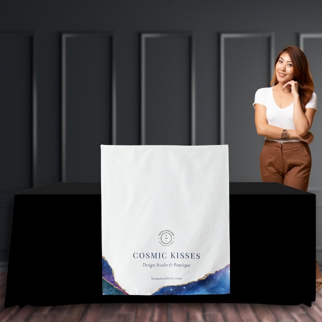 Chic Galaxy Stars Business Logo Name Event Runner Tapestry (Creator Uploaded)