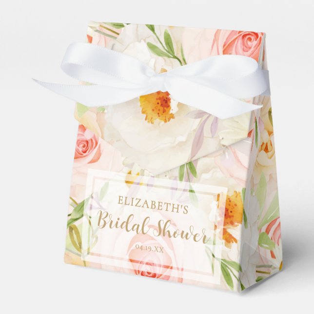 Chic Garden Flowers Bridal Shower Favour Box (Front Side)