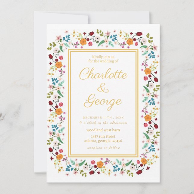 Chic Garden Flowers Wedding Invitation (Front)