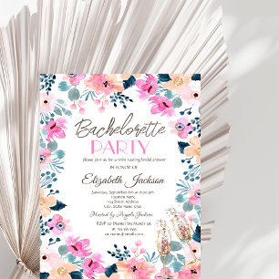 Chic Garden Pink Flowers Bachelorette Invitation