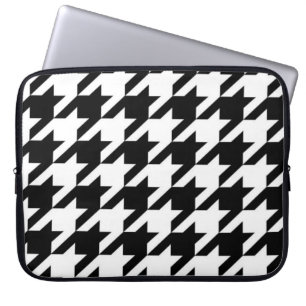 chic geometric black and white houndstooth pattern laptop sleeve