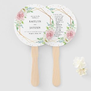Chic Geometric Gold Foil Floral Wedding Hand Fan