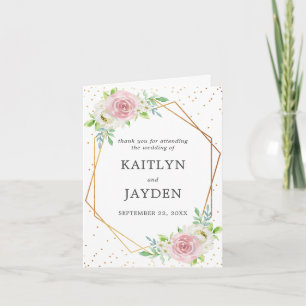 Chic Geometric Gold Foil Floral Wedding Thank You Card