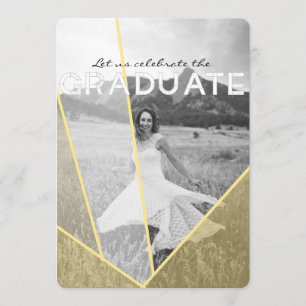 Chic Geometric Overlay   Graduation Party Photo Invitation