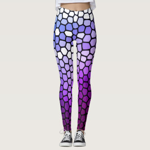 Chic Geometric Purple and White Leggings