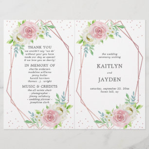 Chic Geometric Rose Gold Foil Floral Wedding