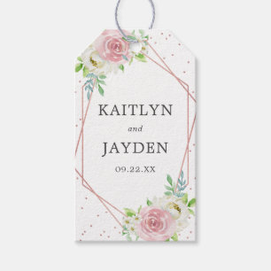 Chic Geometric Rose Gold Foil Floral Wedding Gift Tags