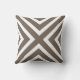 Chic Geometric Stripes in Taupe and White Cushion (Back)