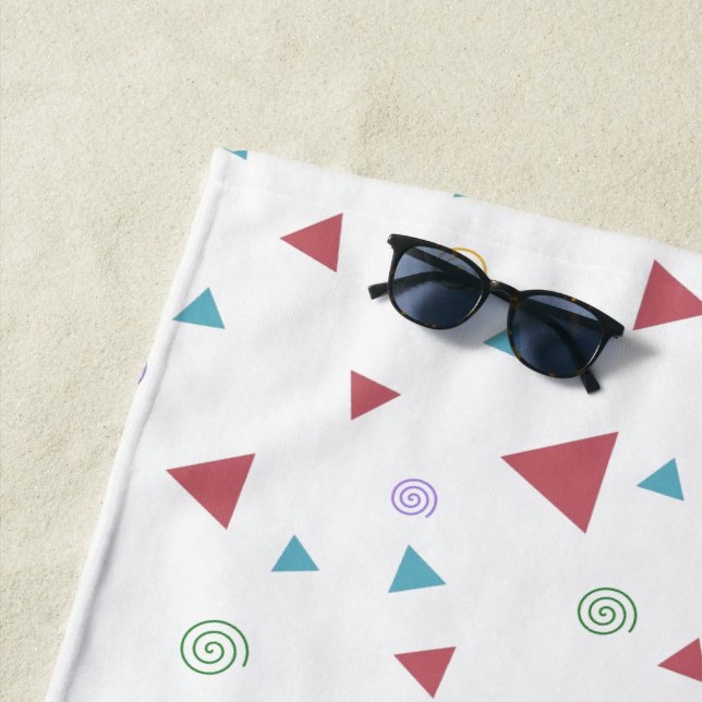 Chic Geometric Triangle and Swirls Beach Towel (In Situ)