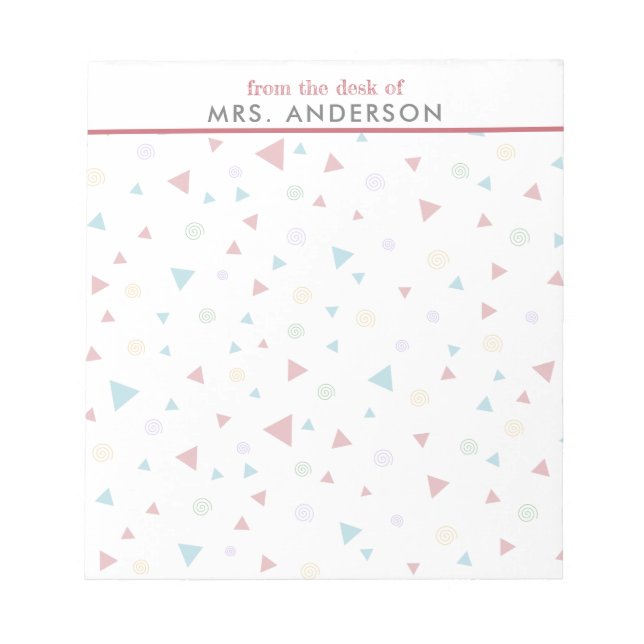 Chic Geometric Triangle and Swirls Notepad (Front)