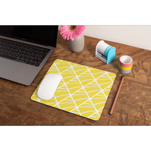 Chic Geometric Yellow Grey White Pattern Mouse Mat