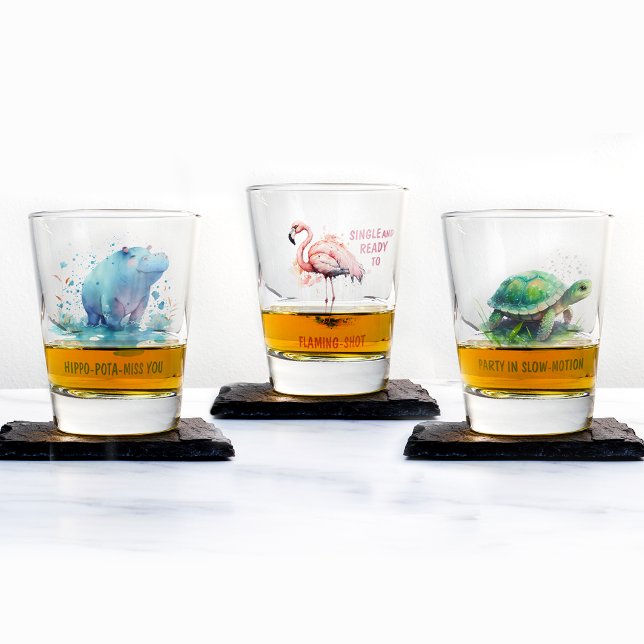 Chic Gift Watercolor Blue Hippo - Shot glass (Creator Uploaded)