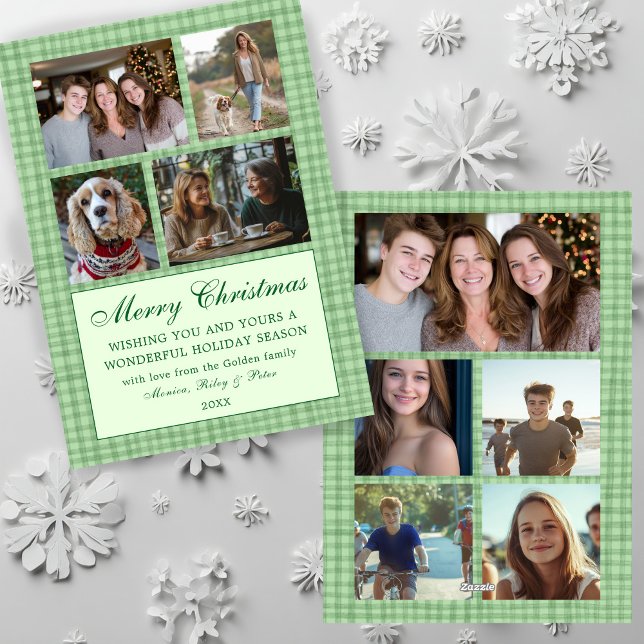 Chic Gingham Christmas Custom 9 Photo Collage Holiday Card (Chic Gingham Christmas Custom 9 Photo Collage Holiday Card
)
