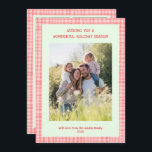 Chic Gingham Christmas Pink Green Custom 5 Photo  Holiday Card<br><div class="desc">Perfect cute card for a fun holiday greeting! Hand made art for you! FULLY CUSTOMIZABLE! Click on “Personalise” above to edit the text on the front and back and add your own photos to the front and back. Click "edit using design tool" to adjust the fonts, colours and placements. (check...</div>