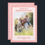 Chic Gingham Christmas Pink Red Custom 5 Photo  Holiday Card<br><div class="desc">Perfect cute card for a fun holiday greeting! Hand made art for you! FULLY CUSTOMIZABLE! Click on “Personalise” above to edit the text on the front and back and add your own photos to the front and back. Click "edit using design tool" to adjust the fonts, colours and placements. (check...</div>
