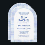 Chic Gingham Modern Custom QR Bat Bar Mitzvah Arch Invitation<br><div class="desc">Perfect card to announce a bat mitzvah, bar mitzvah or other Jewish celebration! Hand made gingham pattern for you! FULLY CUSTOMIZABLE! Click on “Personalize” above to edit the text and add your link to the qr code. Click "edit using design tool" to adjust the fonts, colors and placements and to...</div>