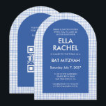 Chic Gingham Modern Custom QR Bat Bar Mitzvah Arch Invitation<br><div class="desc">Perfect card to announce a bat mitzvah, bar mitzvah or other Jewish celebration! Hand made gingham pattern for you! FULLY CUSTOMIZABLE! Click on “Personalize” above to edit the text and add your link to the qr code. Click "edit using design tool" to adjust the fonts, colors and placements and to...</div>