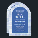 Chic Gingham Modern Custom QR Bat Bar Mitzvah Arch Invitation<br><div class="desc">Perfect card to announce a bat mitzvah, bar mitzvah or other Jewish celebration! Hand made gingham pattern for you! FULLY CUSTOMIZABLE! Click on “Personalize” above to edit the text and add your link to the qr code. Click "edit using design tool" to adjust the fonts, colors and placements and to...</div>