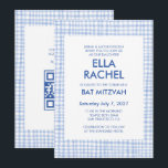Chic Gingham Modern Custom QR CODE Bat Bar Mitzvah Invitation<br><div class="desc">Perfect card to announce a bat mitzvah, bar mitzvah or other Jewish celebration! Hand made gingham pattern for you! FULLY CUSTOMIZABLE! Click on “Personalize” above to edit the text and add your link to the qr code. Click "edit using design tool" to adjust the fonts, colors and placements and to...</div>