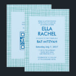 Chic Gingham Modern Custom QR CODE Bat Bar Mitzvah Invitation<br><div class="desc">Perfect card to announce a bat mitzvah, bar mitzvah or other Jewish celebration! Hand made gingham pattern for you! FULLY CUSTOMIZABLE! Click on “Personalize” above to edit the text and add your link to the qr code. Click "edit using design tool" to adjust the fonts, colors and placements and to...</div>
