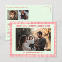 Chic Gingham Pink Green Christmas Custom 3 Photo