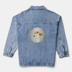 Chic Ginkgo Leaf-Patterned Denim Jacket