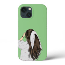 Chic Girl Art with Soft Green Background  Case-Mat