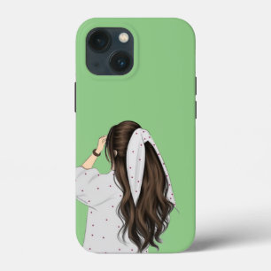 Chic Girl Art with Soft Green Background Case-Mat iPhone 13 Mini Case