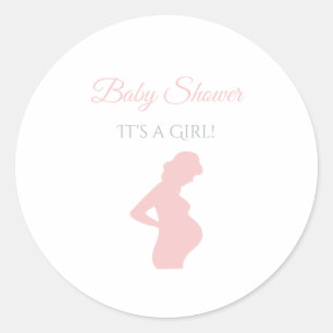 Chic Girl Baby Shower Pregnant Woman Baby Bump Classic Round Sticker