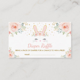 Chic Girl Bunny Rabbit Blush Floral Diaper Raffle Enclosure Card