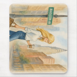 Chic Girl on Madison Ave in NYC Mouse Mat