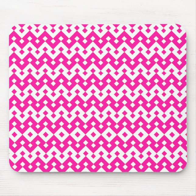 Chic  Girlie Mousepad, Candy Pink Geometric Mouse Mat (Front)